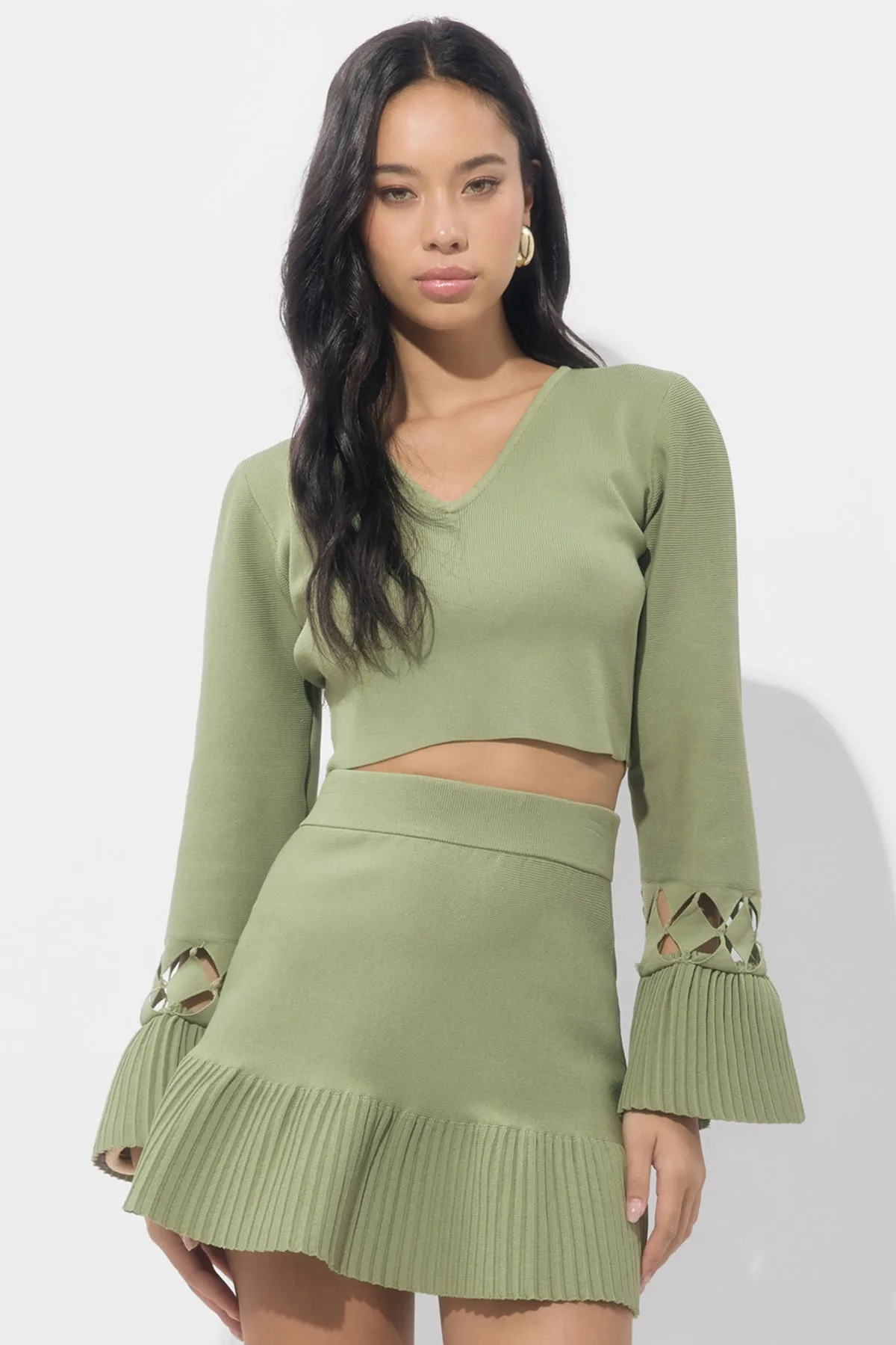 Heidi Bell Sleeve Cut Out Knit Top sold by Adelyn Rae