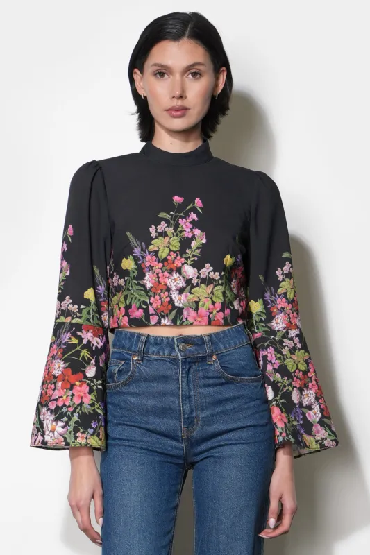 Suzette Bell Sleeve Floral Print Crop Top sold by Adelyn Rae