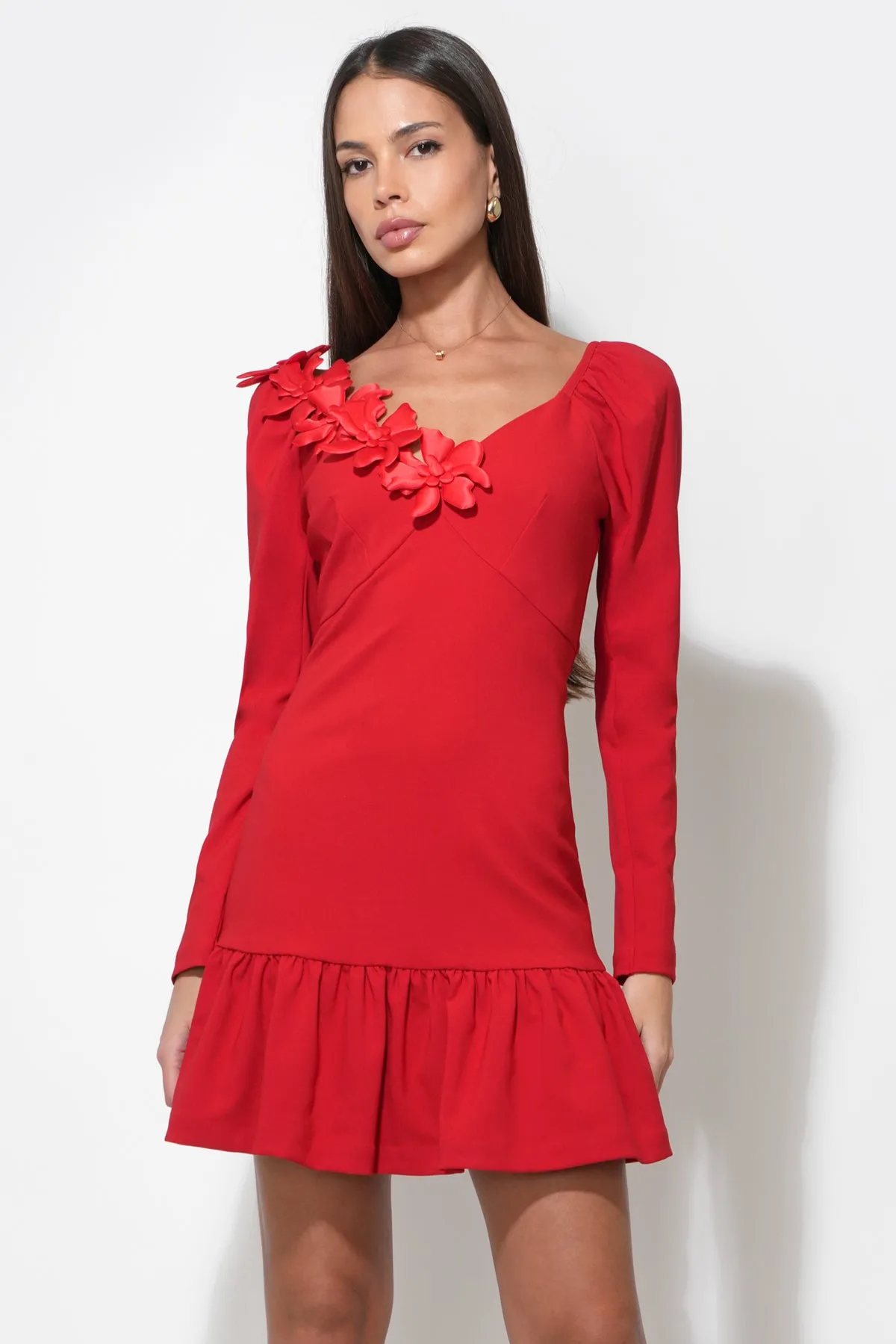 Gabriella 3D Flower Long Sleeve Mini Dress sold by Adelyn Rae product image thumbnail 4