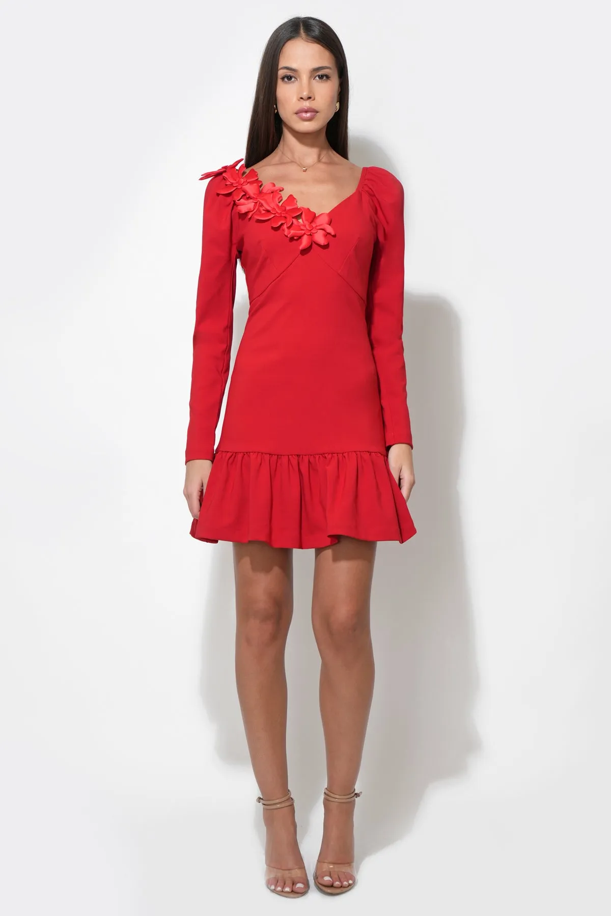 Gabriella 3D Flower Long Sleeve Mini Dress sold by Adelyn Rae product image thumbnail 5