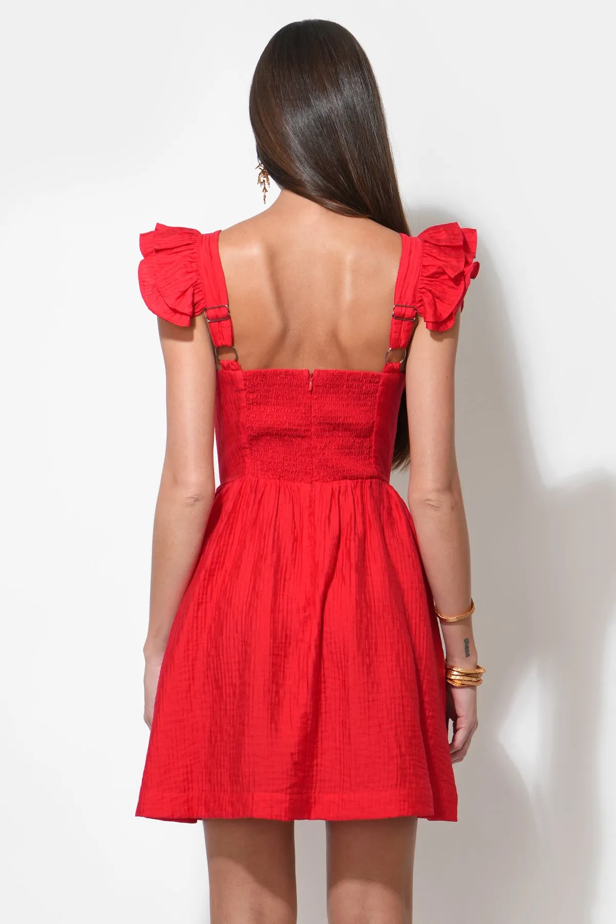 Charlene Flutter Sleeve Red Mini Dress sold by Adelyn Rae product image thumbnail 3