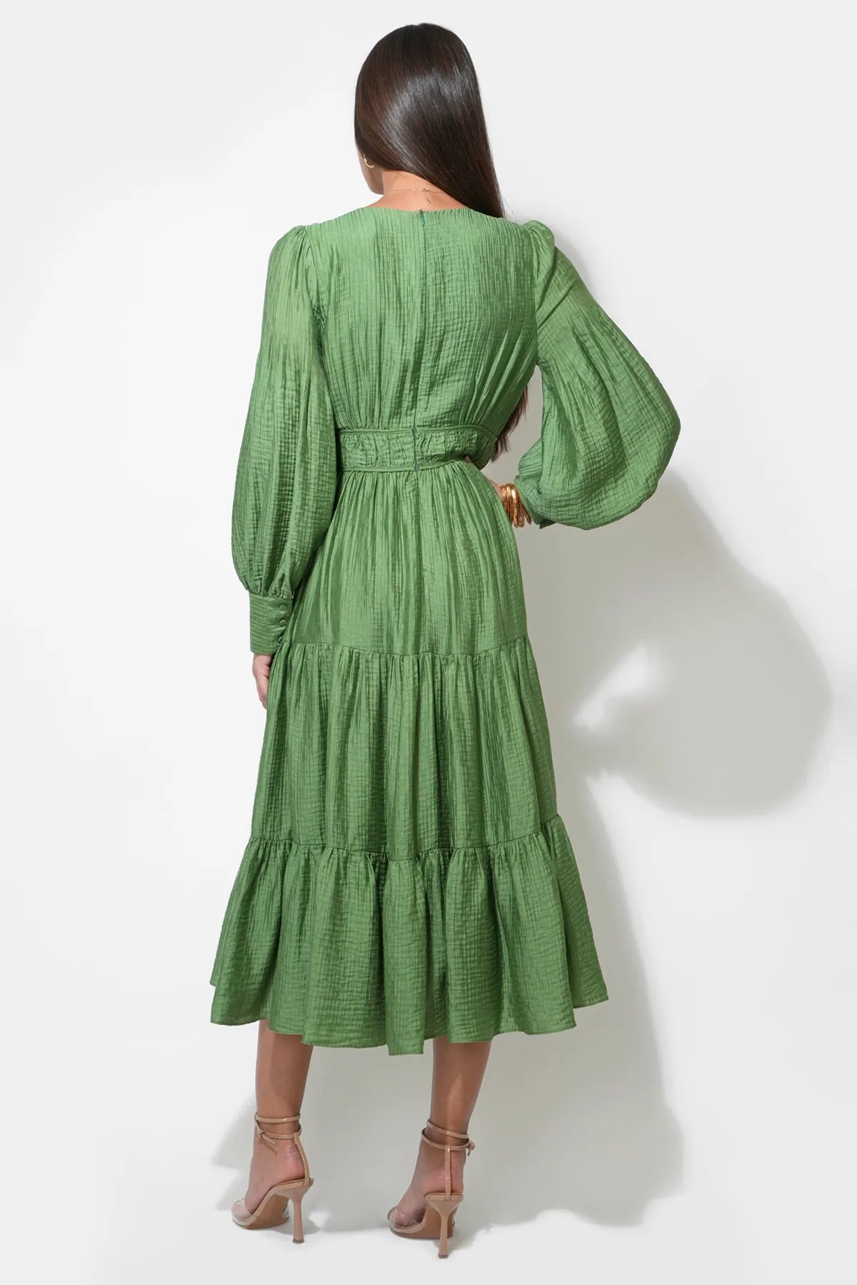 Zinnia Surplice Neck Tiered Midi Dress sold by Adelyn Rae product image thumbnail 2