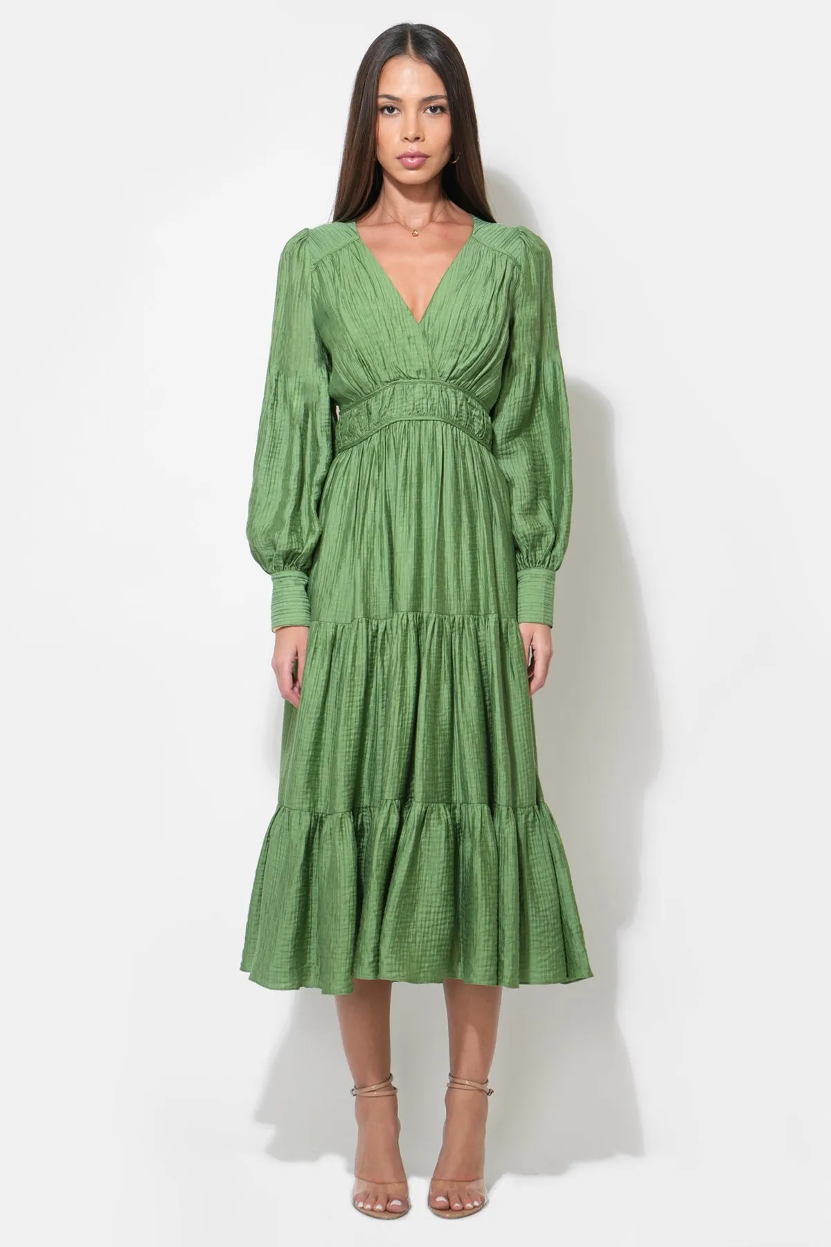 Zinnia Surplice Neck Tiered Midi Dress sold by Adelyn Rae product image thumbnail 3