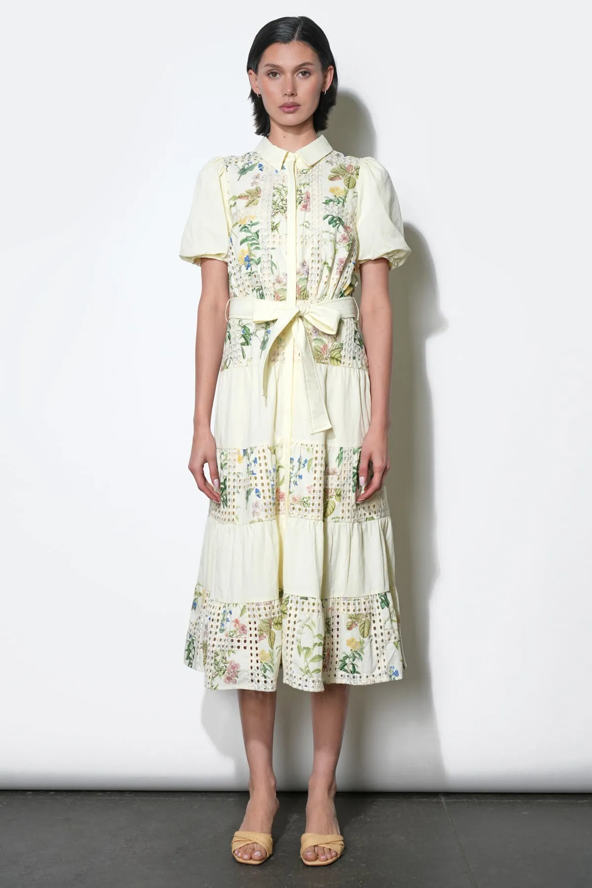 Octavia Embroidery Eyelet Tiered Midi Dress sold by Adelyn Rae