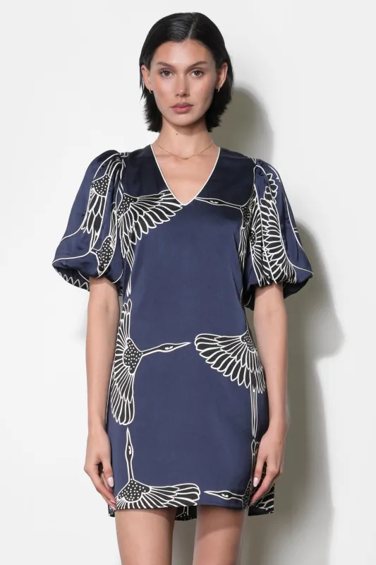 Sylvie V-Neck Bubble Sleeve Mini Dress made by Adelyn Rae