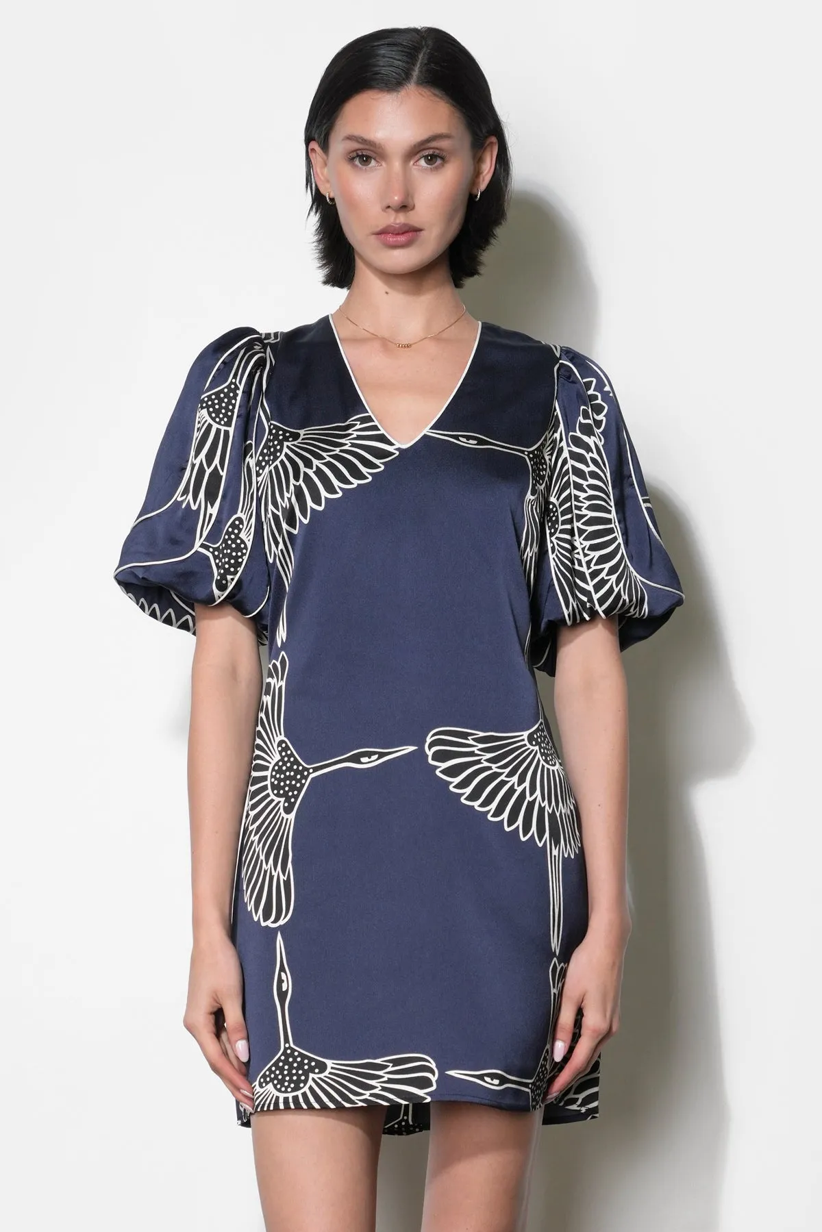 Sylvie V-Neck Bubble Sleeve Mini Dress sold by Adelyn Rae