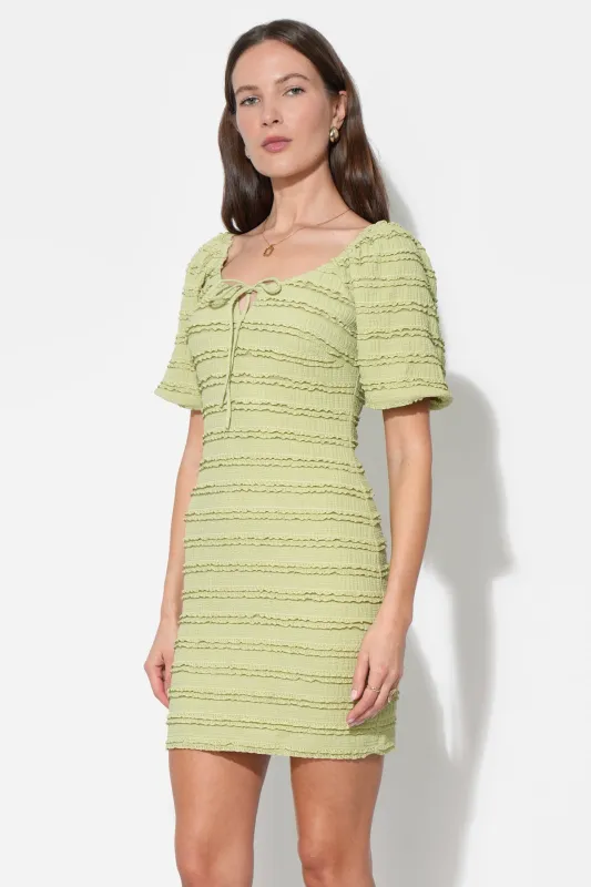 Aina Textured Lace Trim Green Mini Dress made by Adelyn Rae