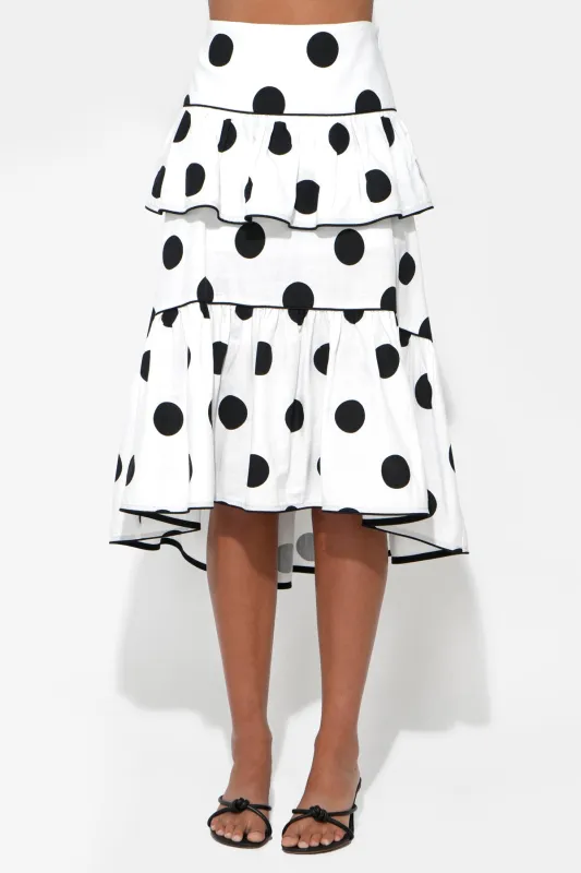 Aaliyah Layered Ruffle Linen Dot Skirt sold by Adelyn Rae