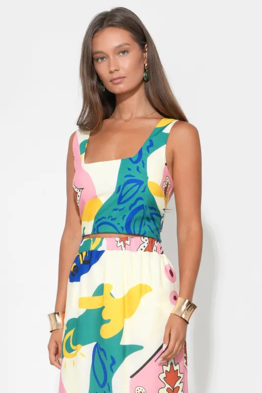 Kylie Square Neck Smocked Back Printed Top made by Adelyn Rae