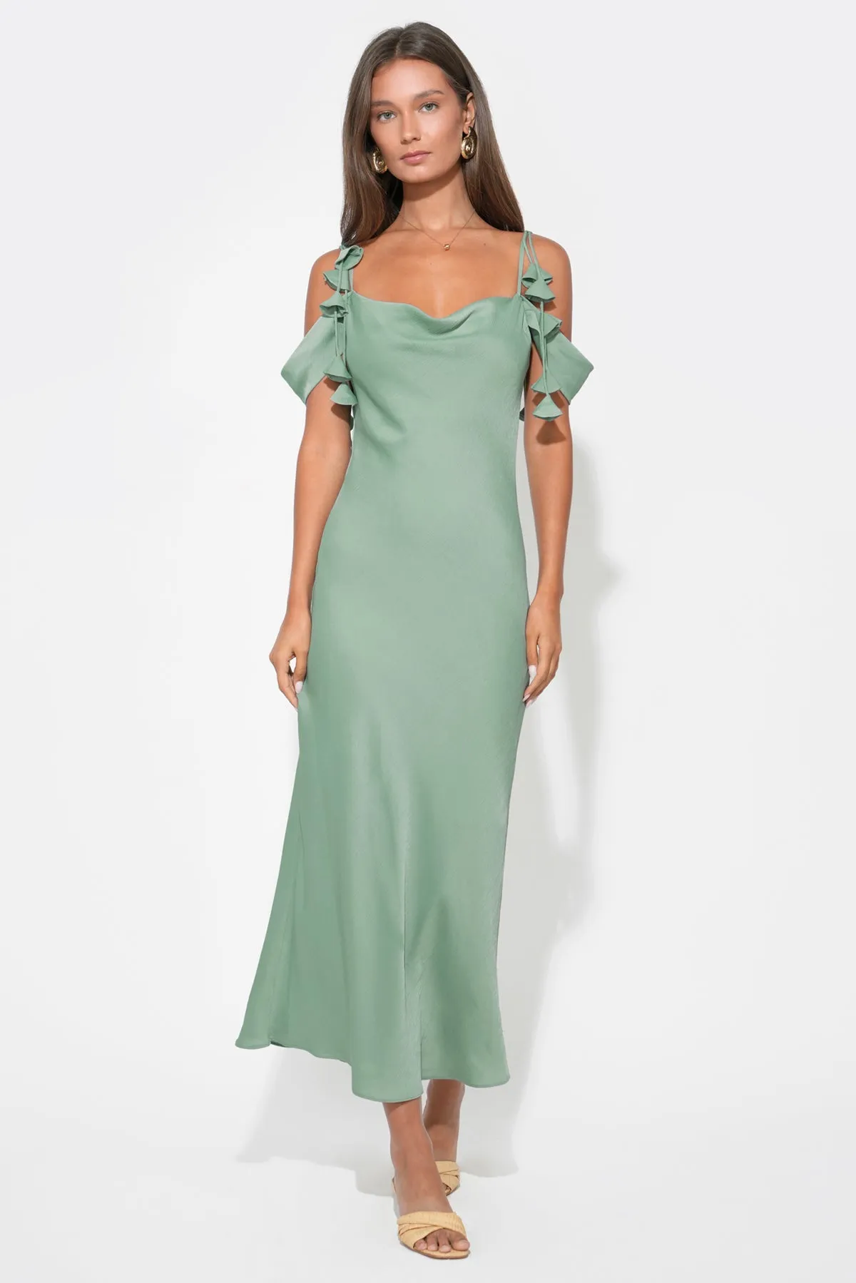 Alana Off The Shoulder Cowl Neck Dress sold by Adelyn Rae