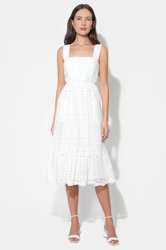 Savannah Lace Straps Eyelet Midi Dress sold by Adelyn Rae