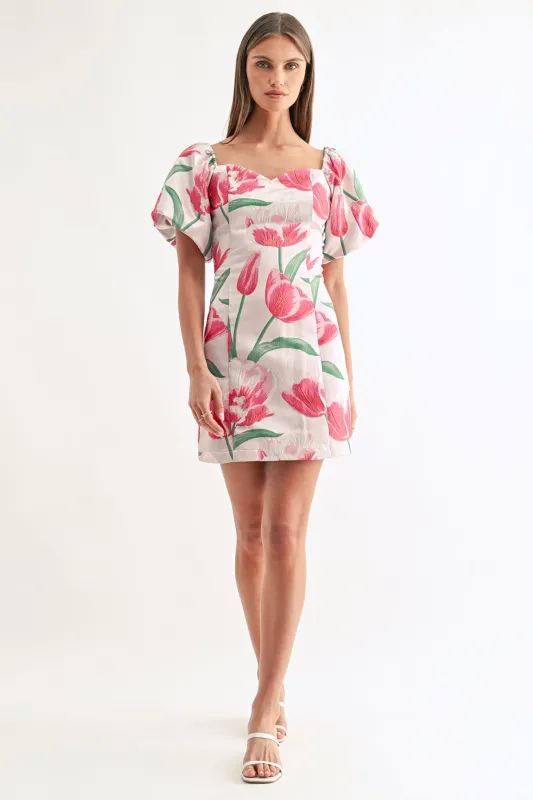 Esther Off The Shoulder Jacquard Mini Dress made by Adelyn Rae