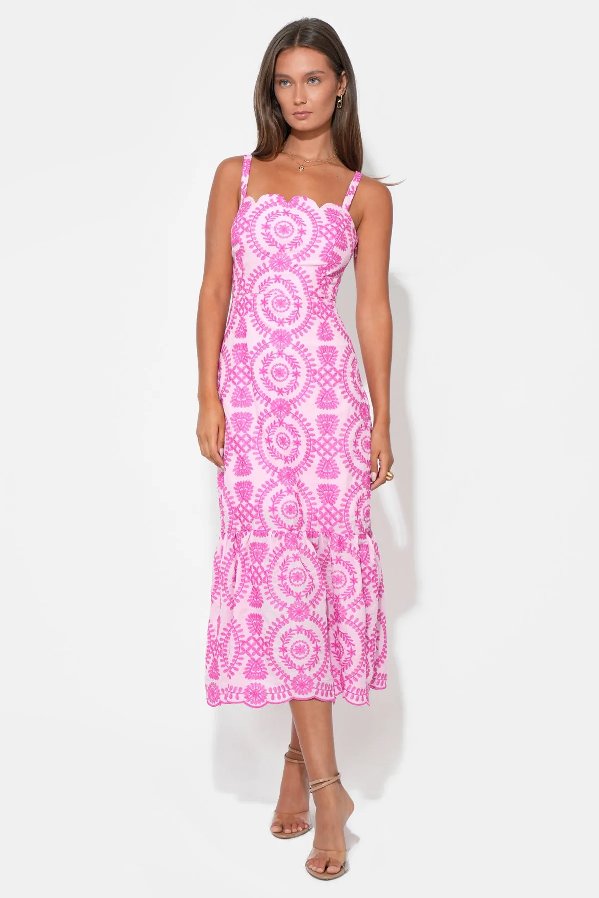 Raelynn Lace Up Tie Back Embroidery Dress sold by Adelyn Rae