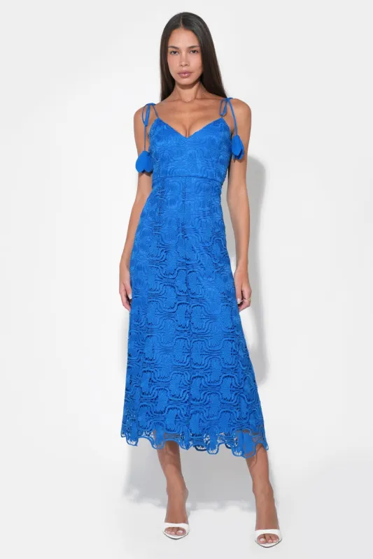Blair Flower Tie Straps Lace Midi Dress made by Adelyn Rae