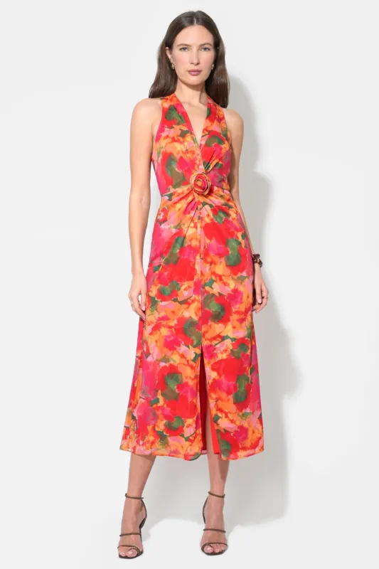 Hatrina Halter Midi Dress with Rosette sold by Adelyn Rae