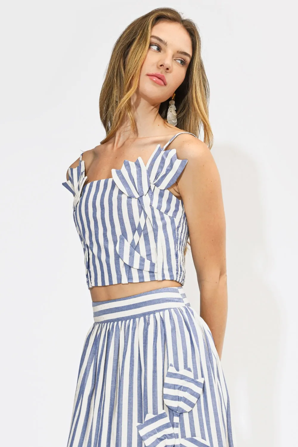 Emma Striped 3D Floral Detail Crop Top sold by Adelyn Rae product image thumbnail 4