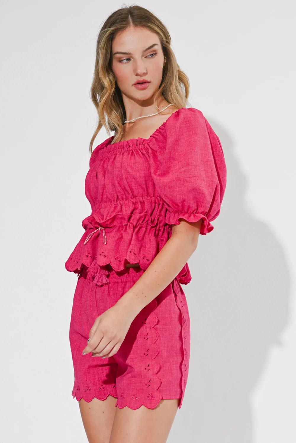 Alma Embroidered Linen Shorts sold by Adelyn Rae product image thumbnail 4