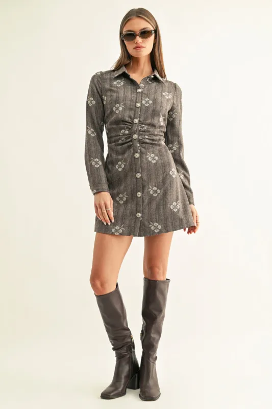 Nina Shirred Long Sleeves Shirt Dress made by Adelyn Rae