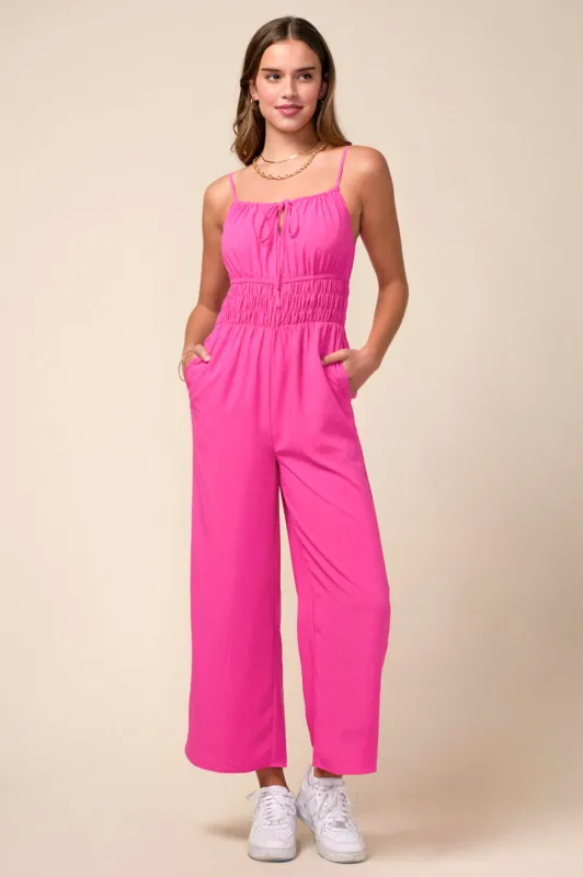 Daisy Smocked Waist Straight Leg jumpsuit made by Adelyn Rae