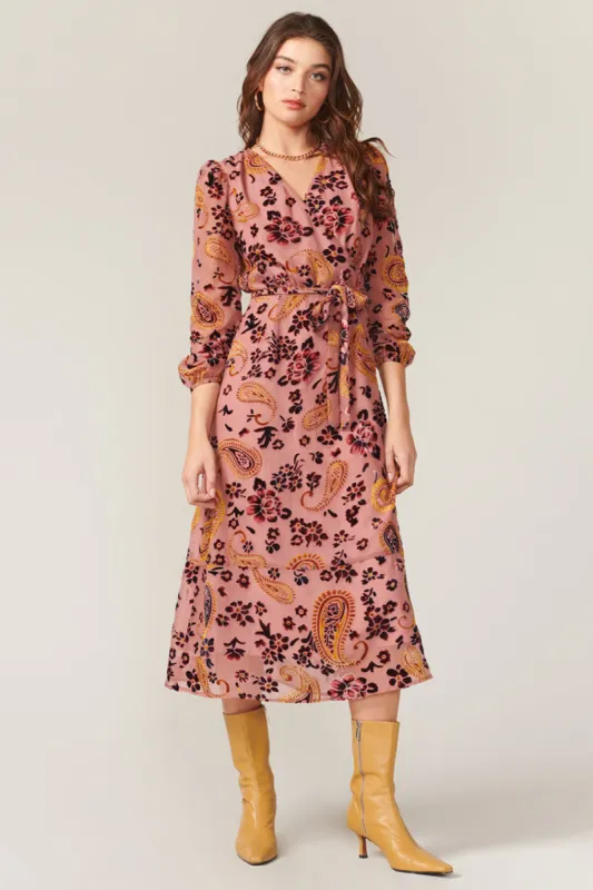 Goya Velvet Burnout Midi Dress - FINAL SALE sold by Adelyn Rae