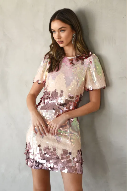 Verona Paillette Mini Dress sold by Adelyn Rae