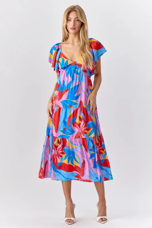 Caroline Flutter Sleeve Midi Dress sold by Adelyn Rae