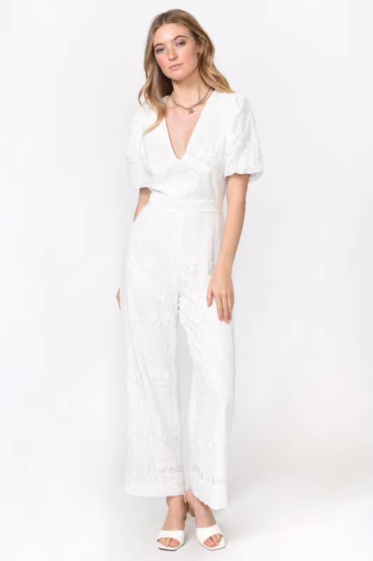 Regina Embroidered Eyelet Jumpsuit sold by Adelyn Rae