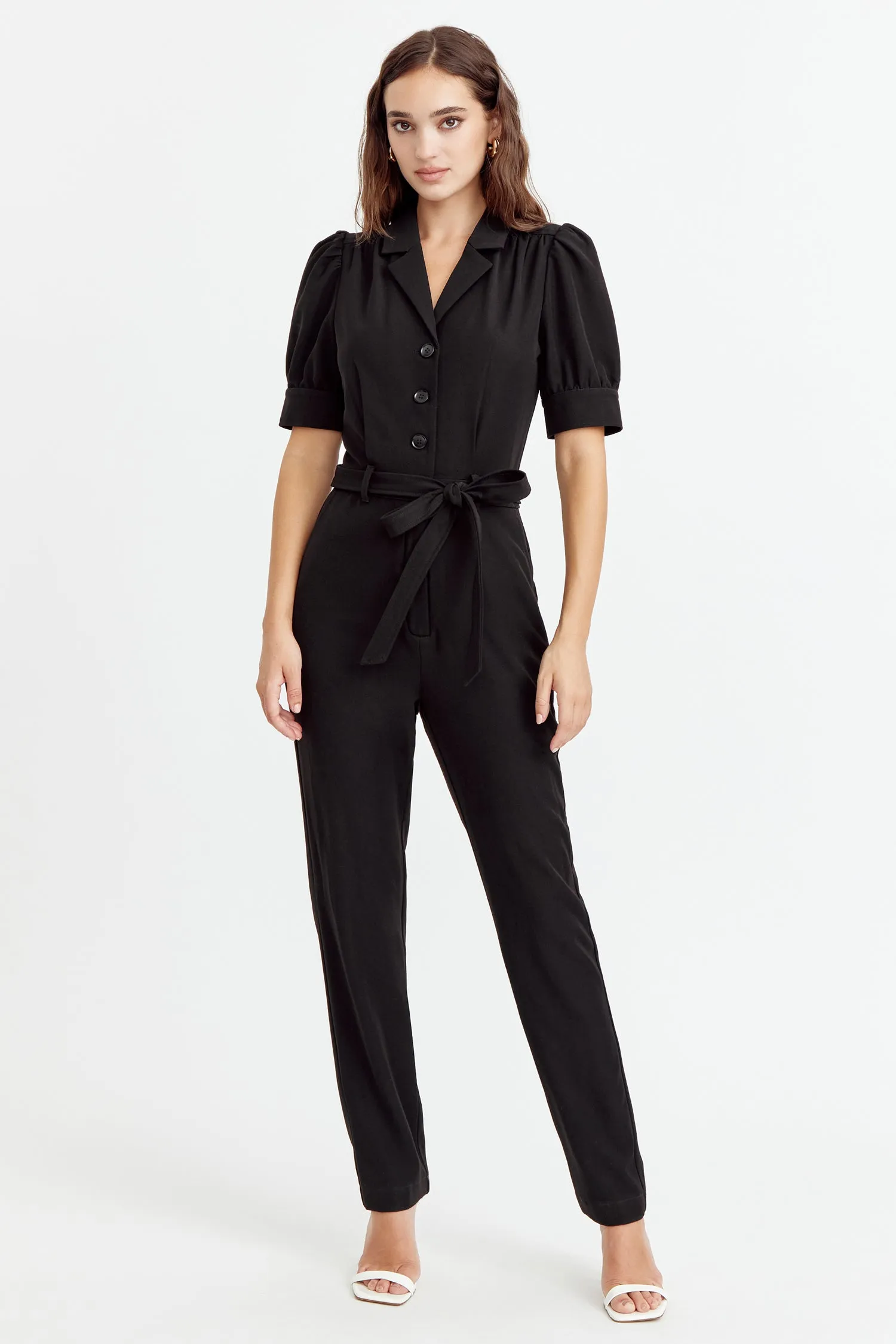 Charlotte Puff Sleeve Crepe Jumpsuit sold by Adelyn Rae