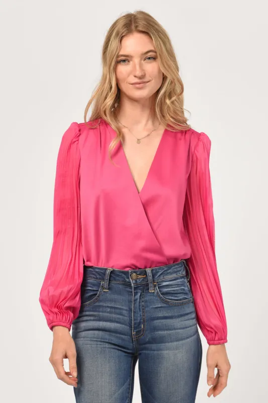 Andaz Pleated Organza Sleeve Surplice Top made by Adelyn Rae