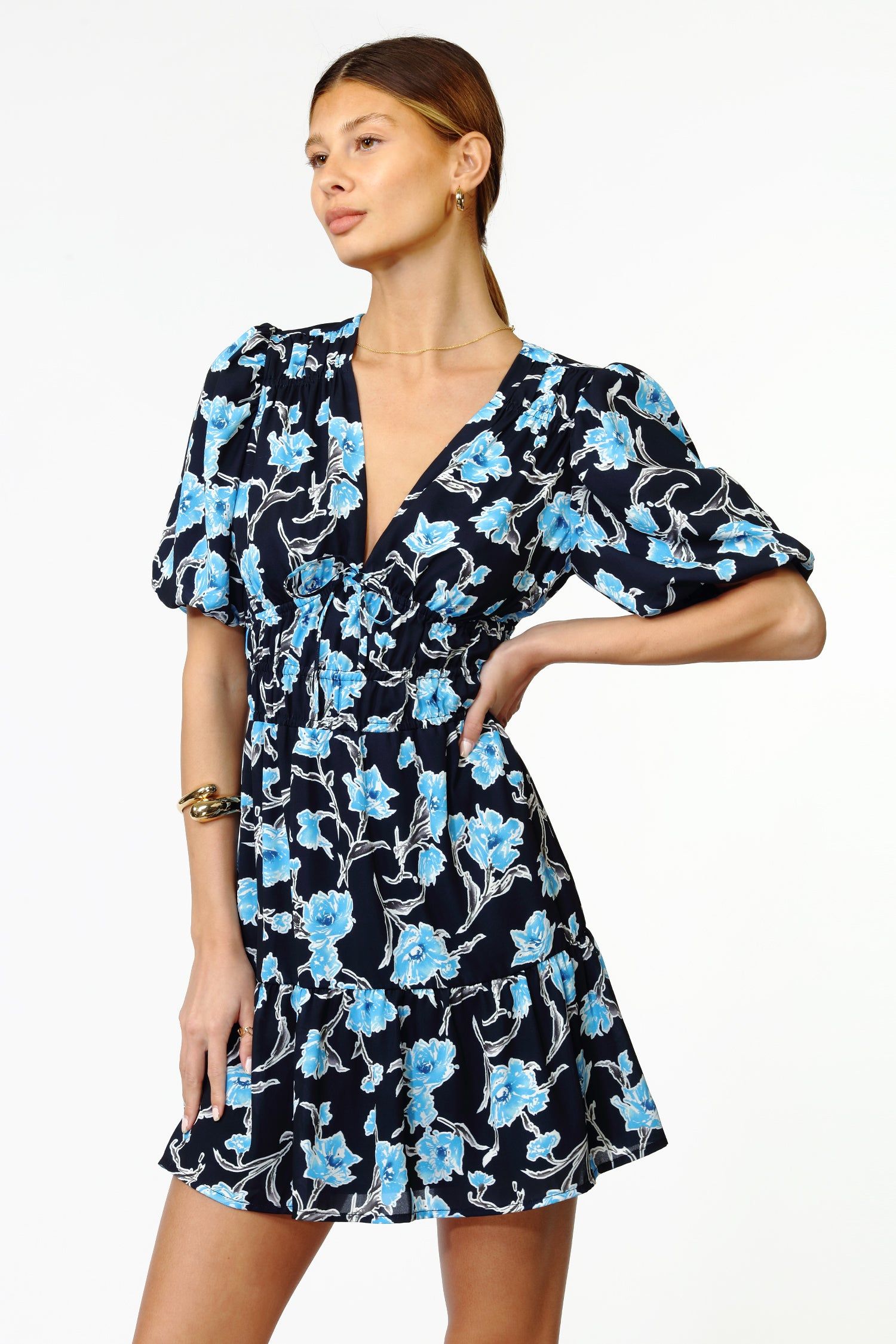 Talia Midnight Floral Mini Dress sold by Adelyn Rae product image thumbnail 4