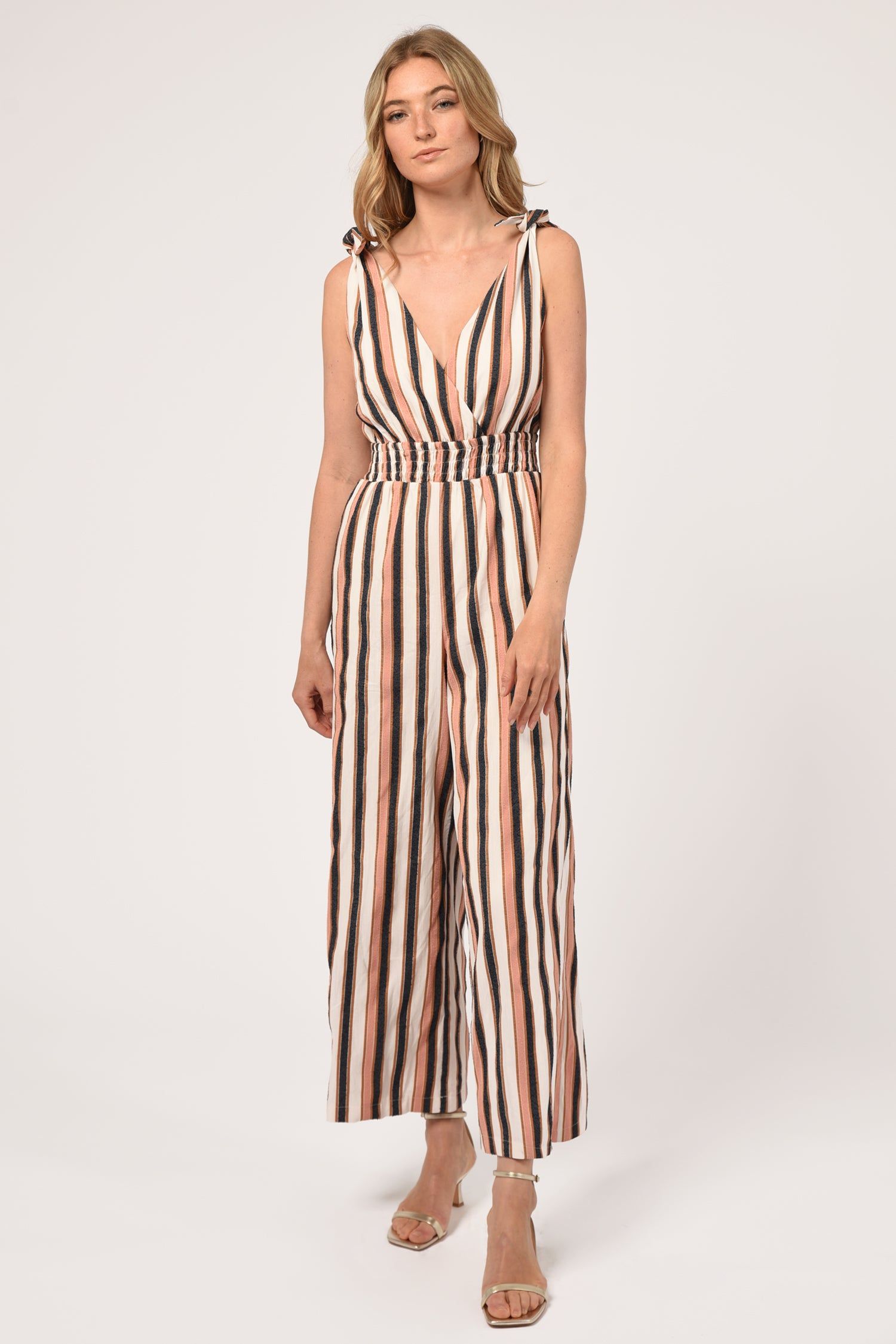 Denise Shoulder Tie Stripe Jumpsuit sold by Adelyn Rae product image thumbnail 2