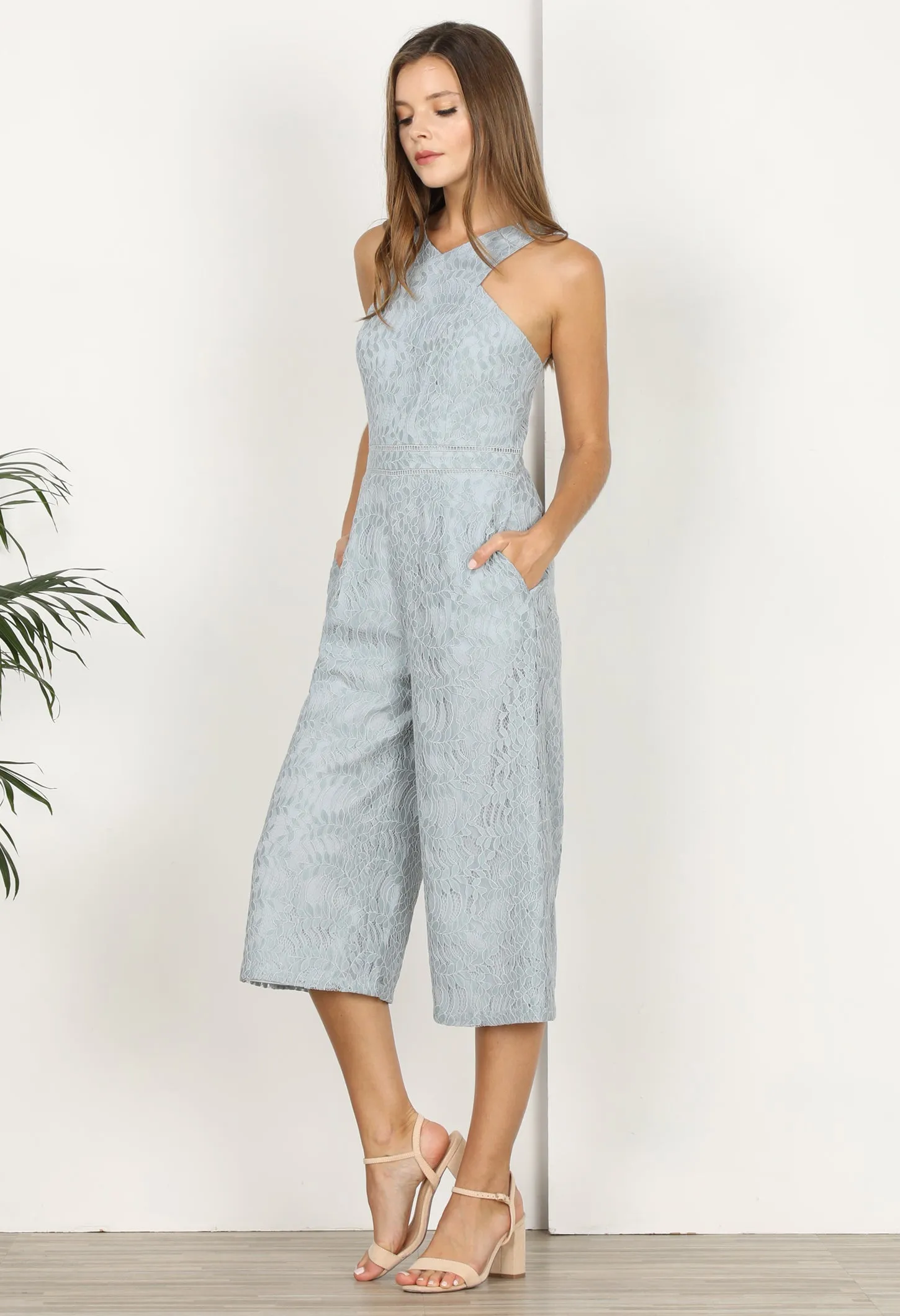 Carissa Lace Cross Neck Jumpsuit - FINAL SALE sold by Adelyn Rae