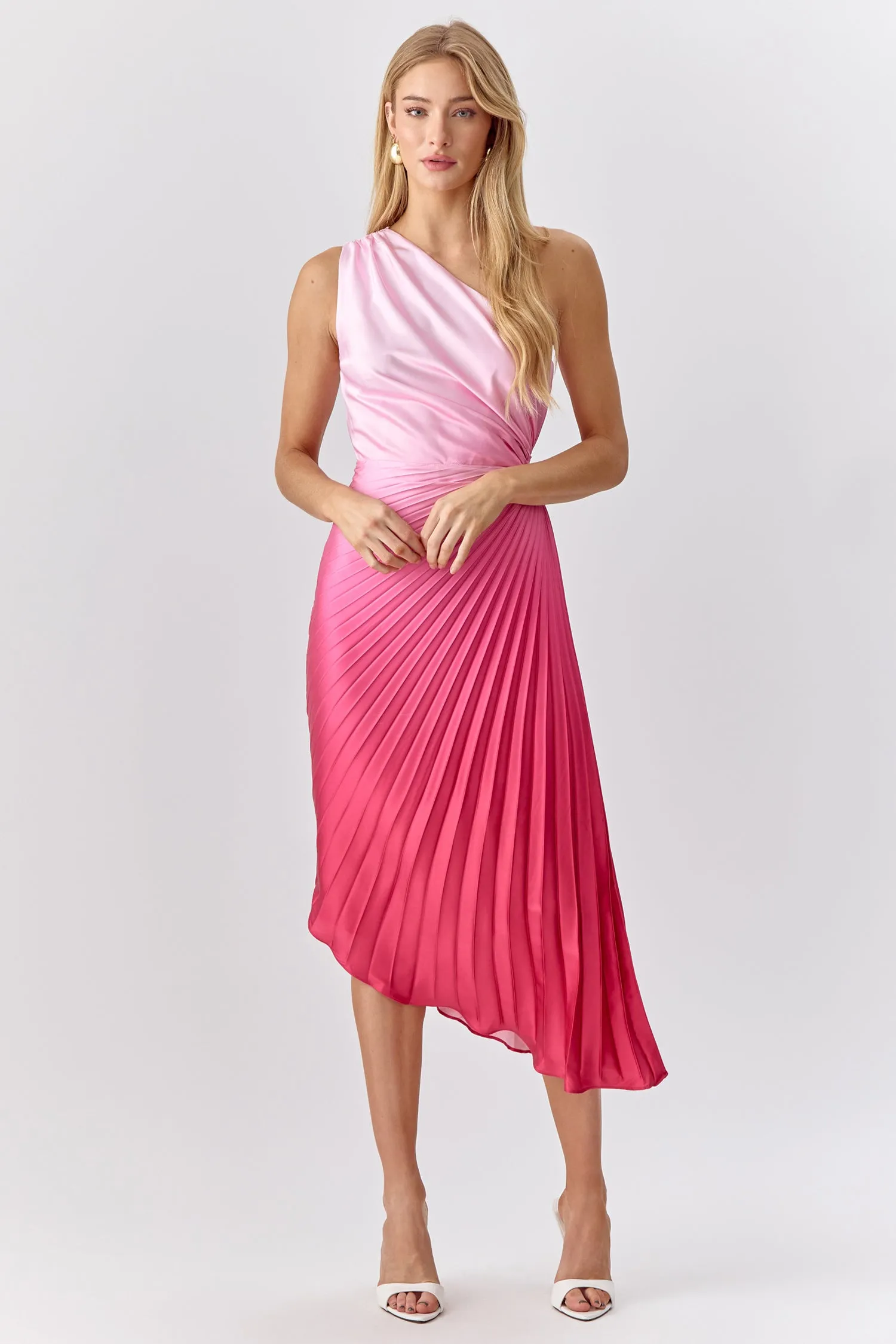 Madina Ombre Pleated One Shoulder Dress sold by Adelyn Rae