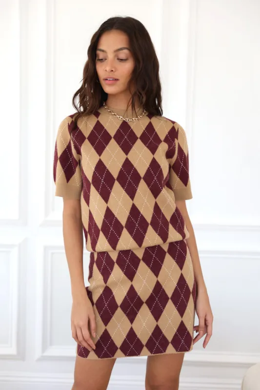 Rina Argyle Knit Mini Skirt sold by Adelyn Rae