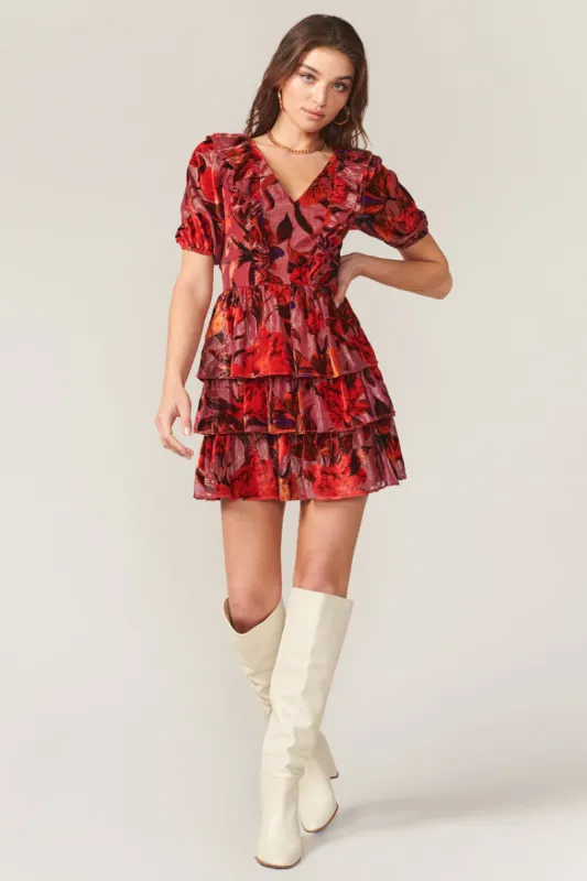 Khalia Velvet Burnout Tiered Dress - FINAL SALE sold by Adelyn Rae
