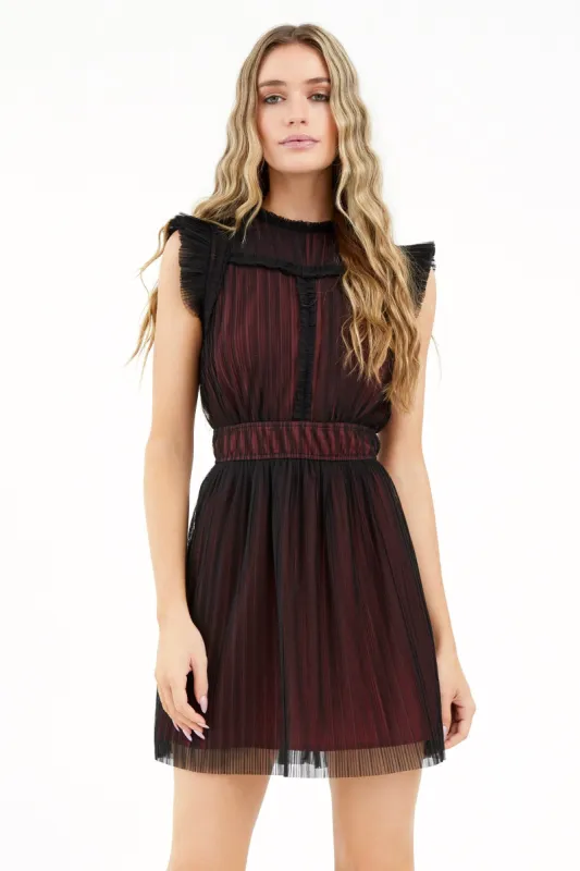 Tatiana Tulle Plisse Mock Neck Mini Dress sold by Adelyn Rae