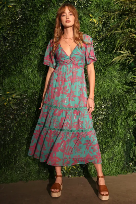 Katia Flutter Sleeve Tiered Maxi Dress sold by Adelyn Rae