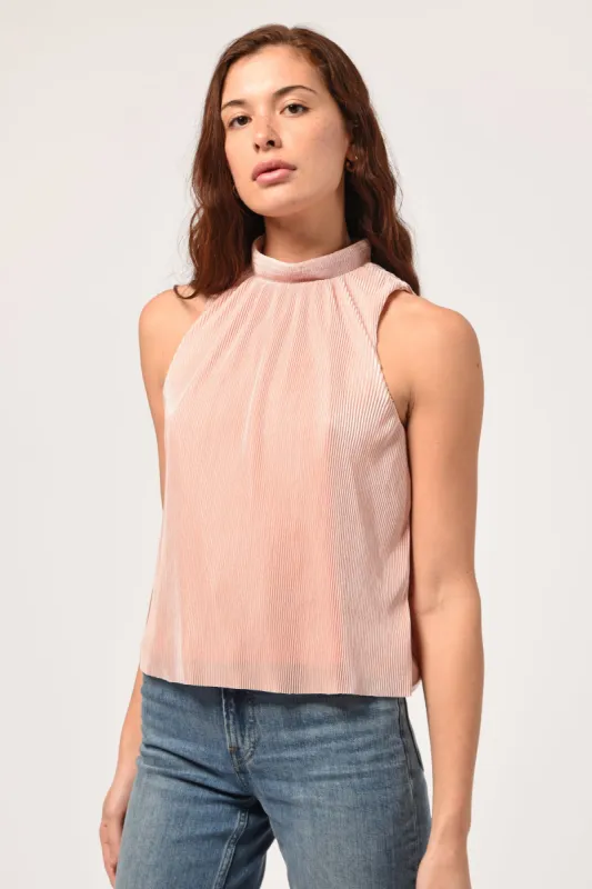 Luna Plisse Surplice Back Mock Neck Top sold by Adelyn Rae