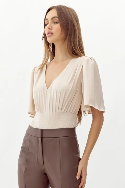 Johanna Short Sleeve Pintucked Bodysuit sold by Adelyn Rae