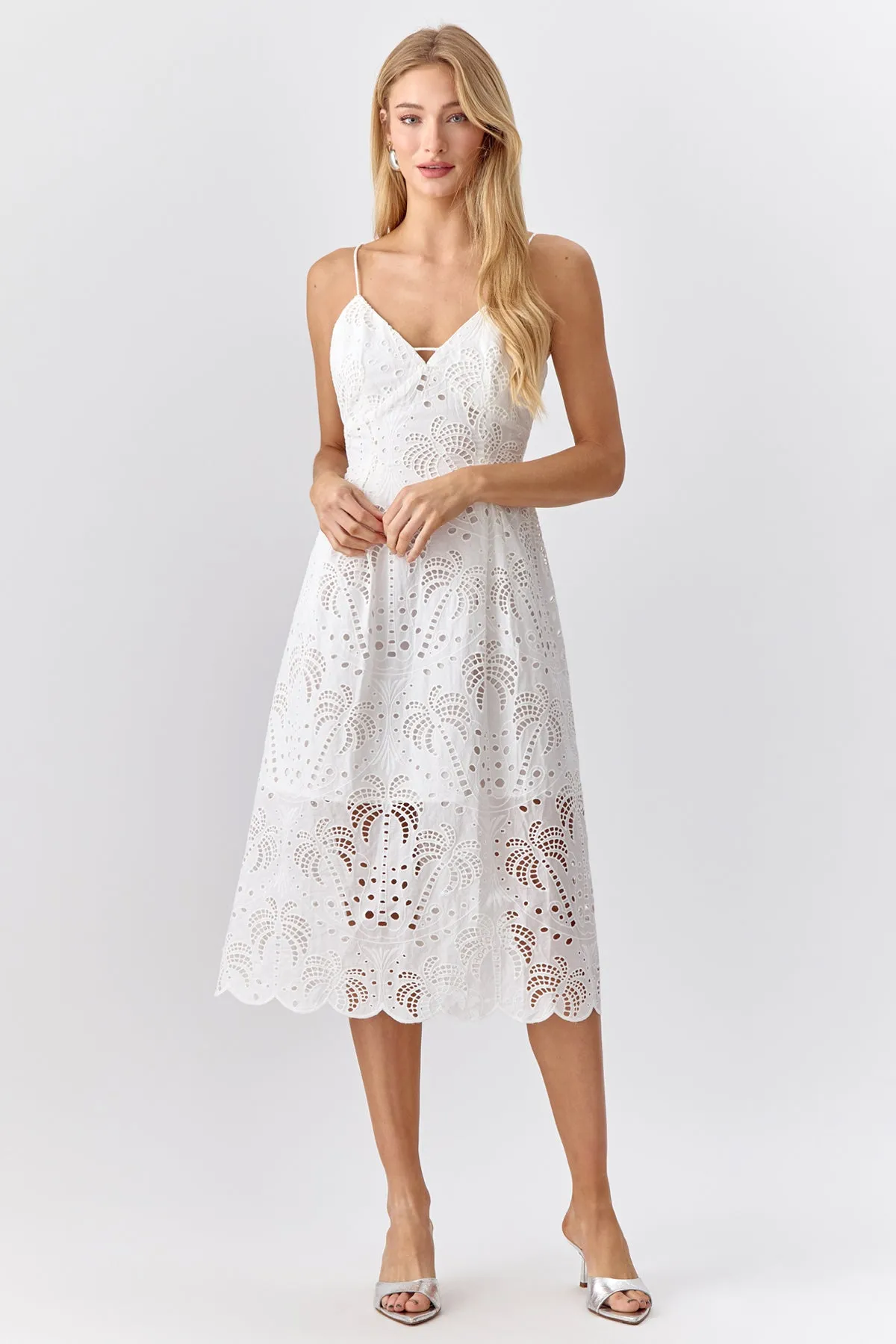 Krista Cotton Eyelet Midi Dress sold by Adelyn Rae