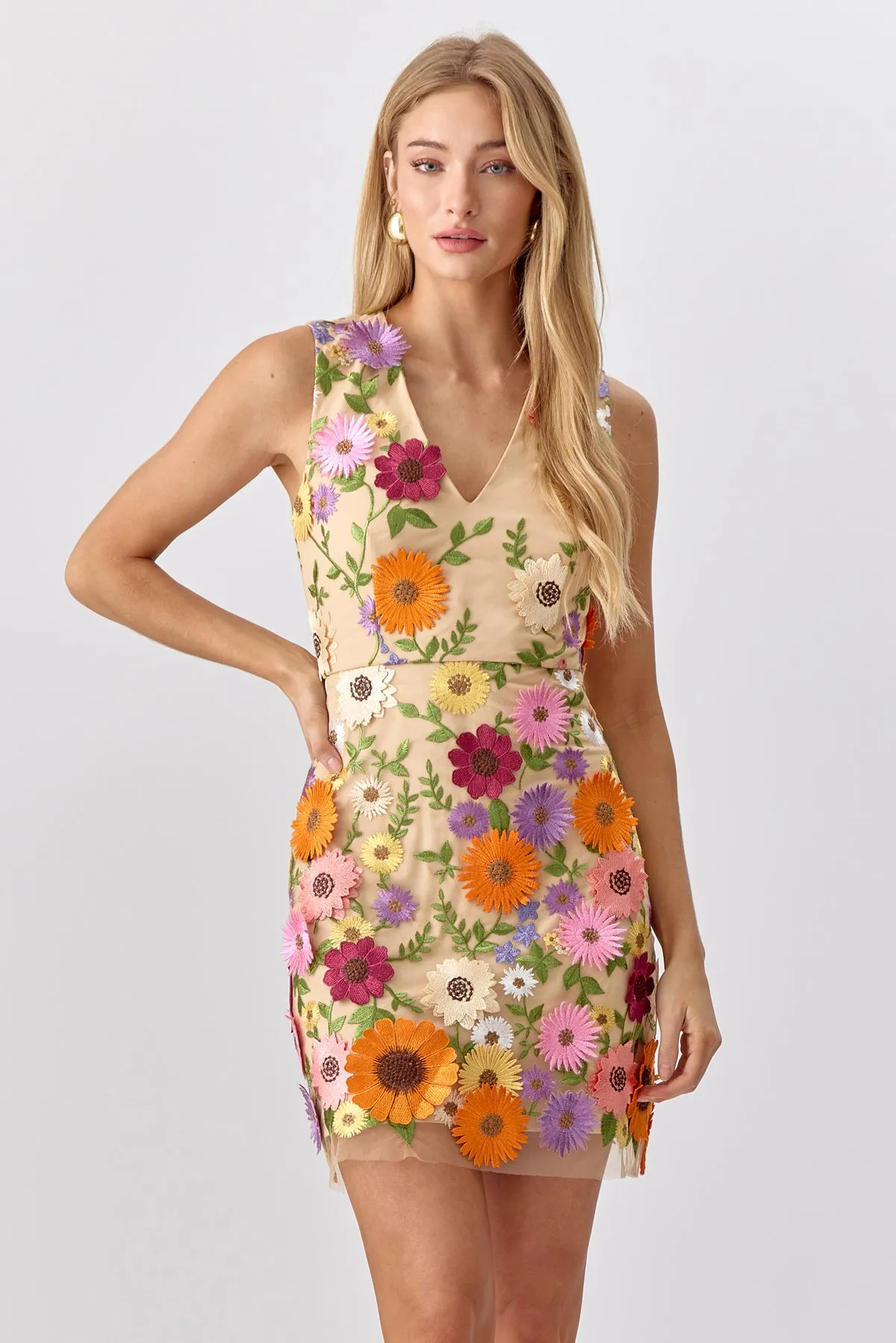 Justine 3D Multi Floral Mini Dress sold by Adelyn Rae product image thumbnail 2