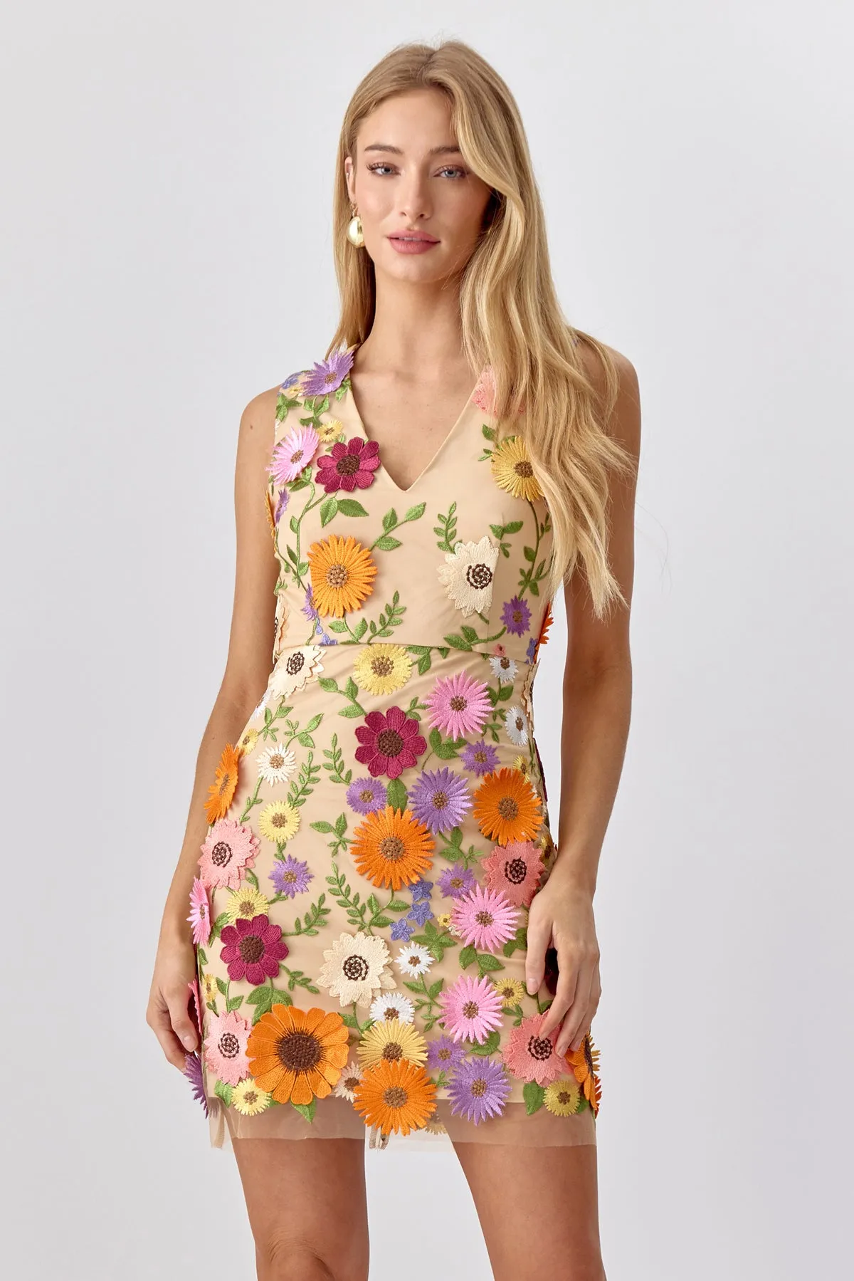 Justine 3D Multi Floral Mini Dress sold by Adelyn Rae product image thumbnail 3