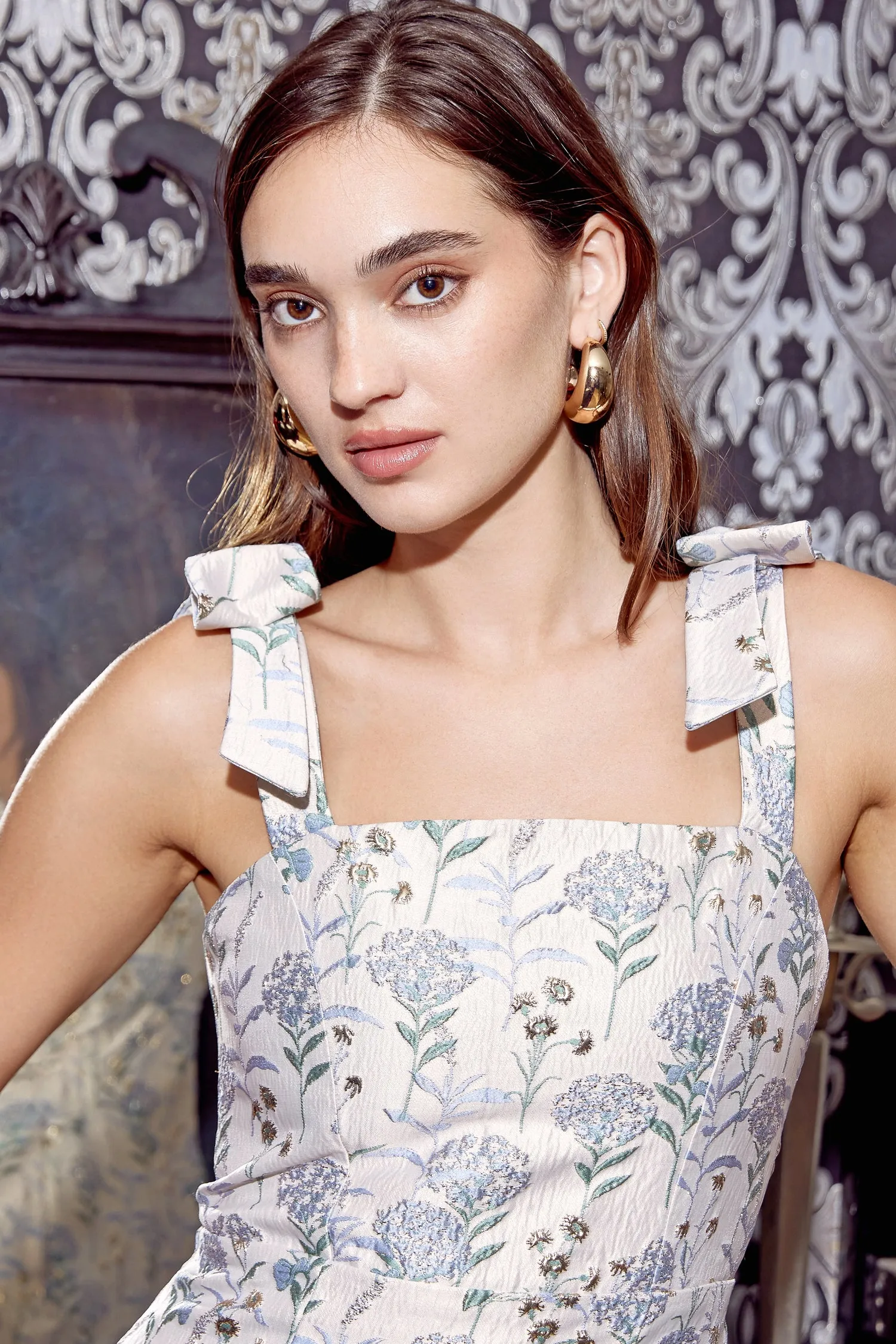 Selina Bow Strap Jacquard Midi Dress sold by Adelyn Rae product image thumbnail 4