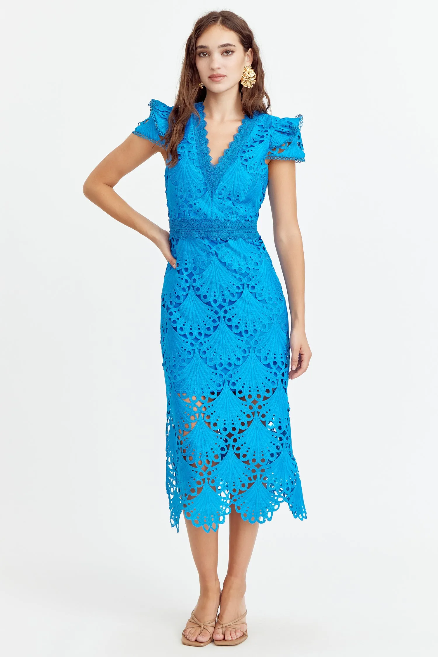 Mia 3D Embroidered Midi Dress sold by Adelyn Rae