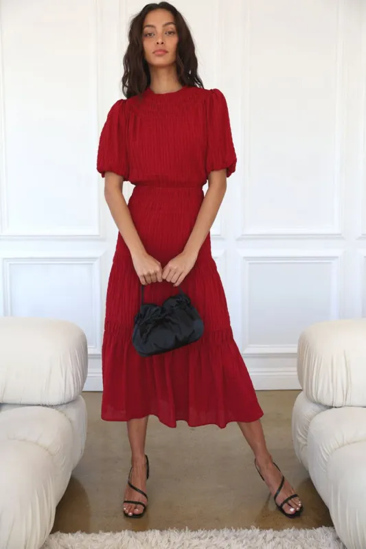 Vero Textured Smocked Neck Midi Dress - FINAL SALE sold by Adelyn Rae
