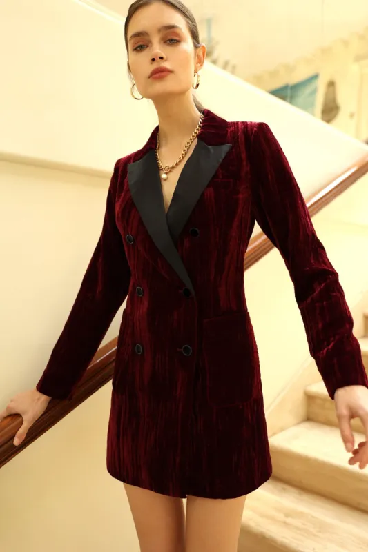 Tania Velvet Double Breasted Blazer Dress sold by Adelyn Rae