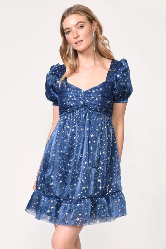 Starlight Tulle Puff Sleeve Mini Dress sold by Adelyn Rae