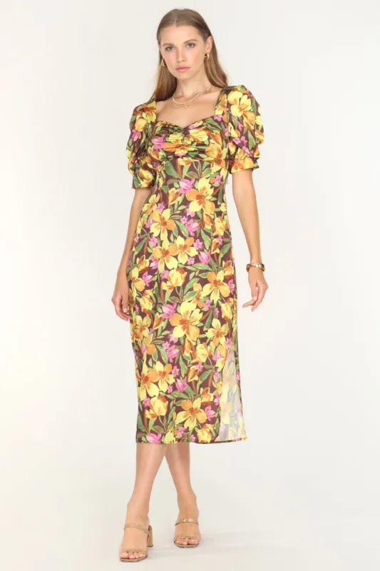 Sonia Puff Sleeve Midi Dress - SUSTAINABLE made by Adelyn Rae