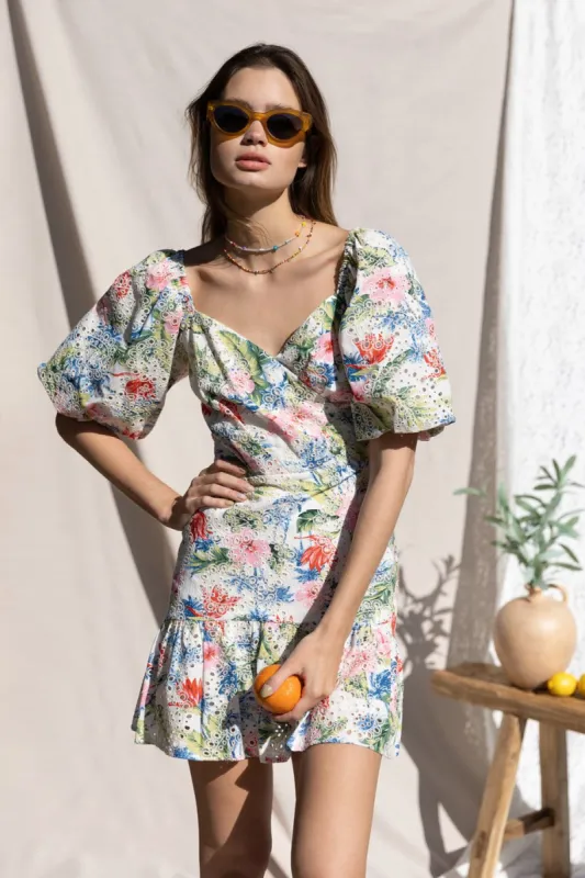 Giana Embroidered Puff Sleeve Dress sold by Adelyn Rae