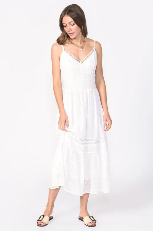 Avery Chiffon Mix Embroidered Midi Dress sold by Adelyn Rae